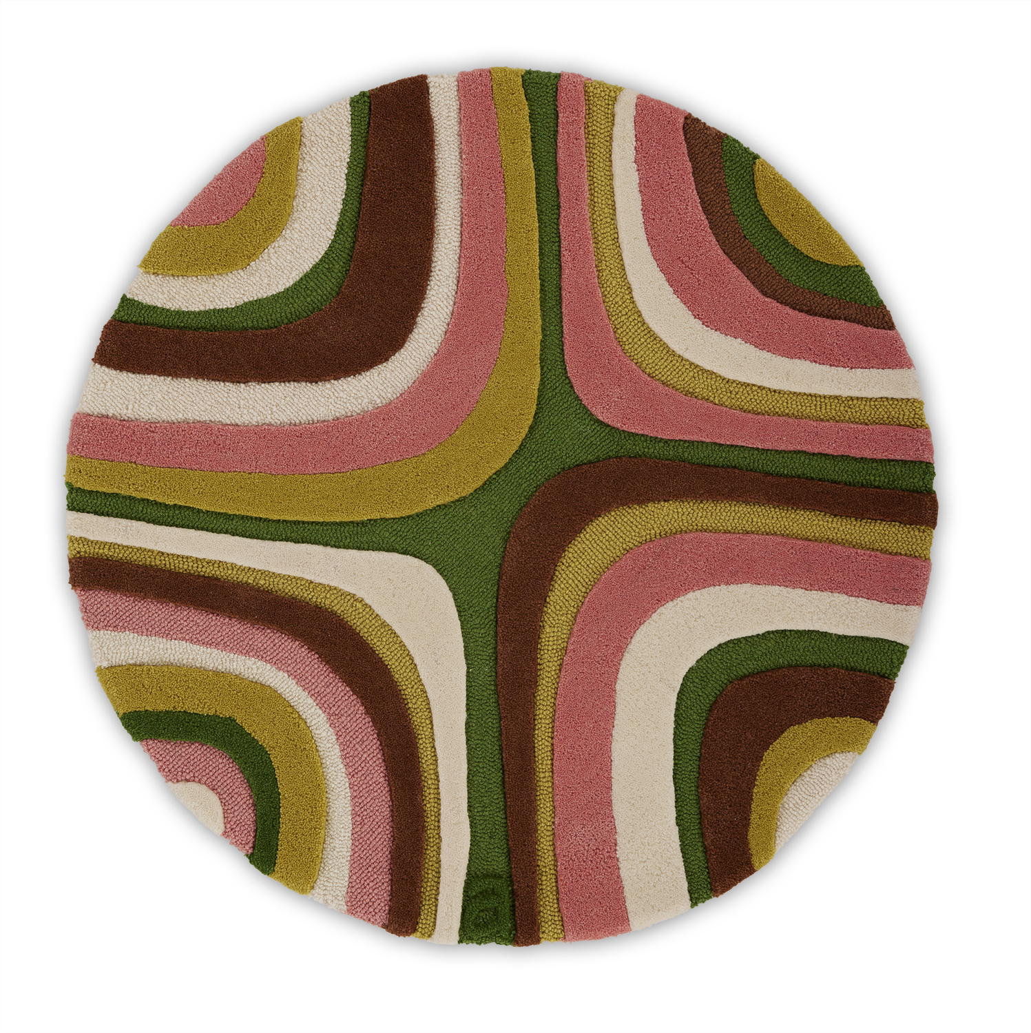 picture of 3' round multi colored mini rug