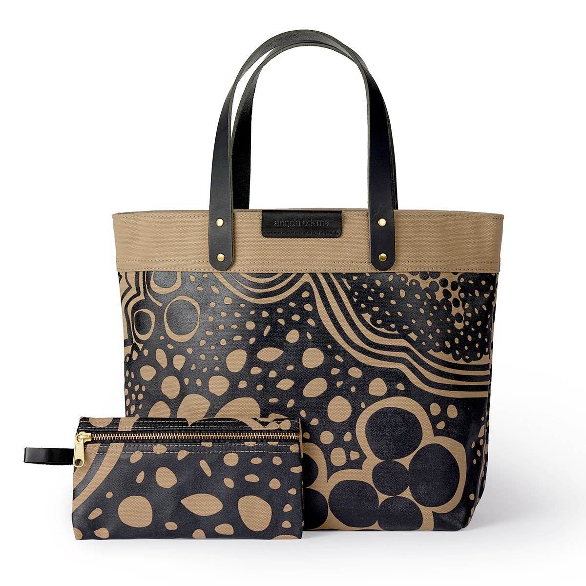 Brown and black tote by Angela Adams