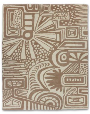 A neutral colored, modern area rug called Storybook by Angela Adams